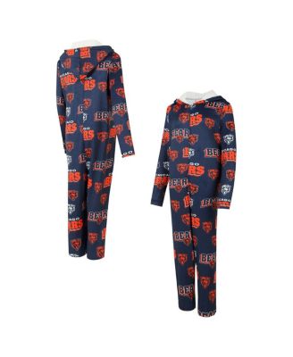 Concepts Sport - Women's Navy Chicago Bears Roadway Allover Print Microfleece Full-Zip Union Suit