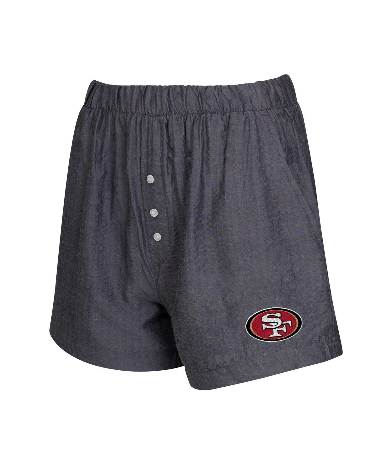 Concepts Sport Women's 2-pack Charcoal San Francisco 49ers Stripes And Solids Boxer Shorts Set In Gray