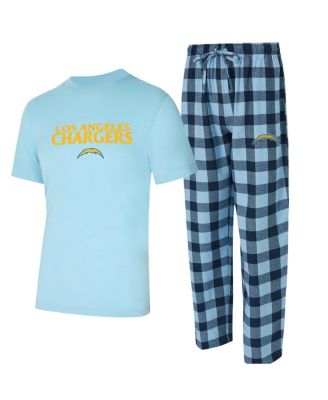 Concepts Sport - Men's 2-Piece Powder Blue/Navy Los Angeles Chargers Avondale T-Shirt and Flannel Pants Set