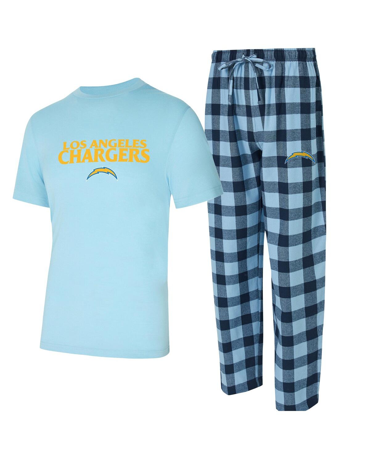 Concepts Sport Men's 2-Piece Powder Blue/Navy Los Angeles Chargers Avondale T-Shirt and Flannel Pants Set
