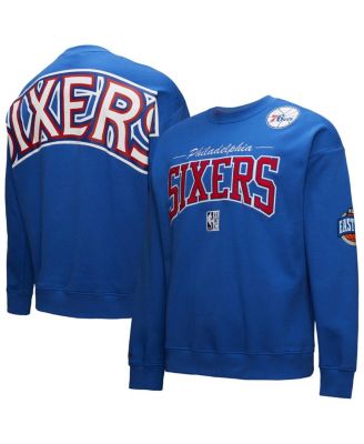 Men's Royal Philadelphia 76ers Hardwood Classics There Back 2.0 Vintage Pullover Sweatshirt