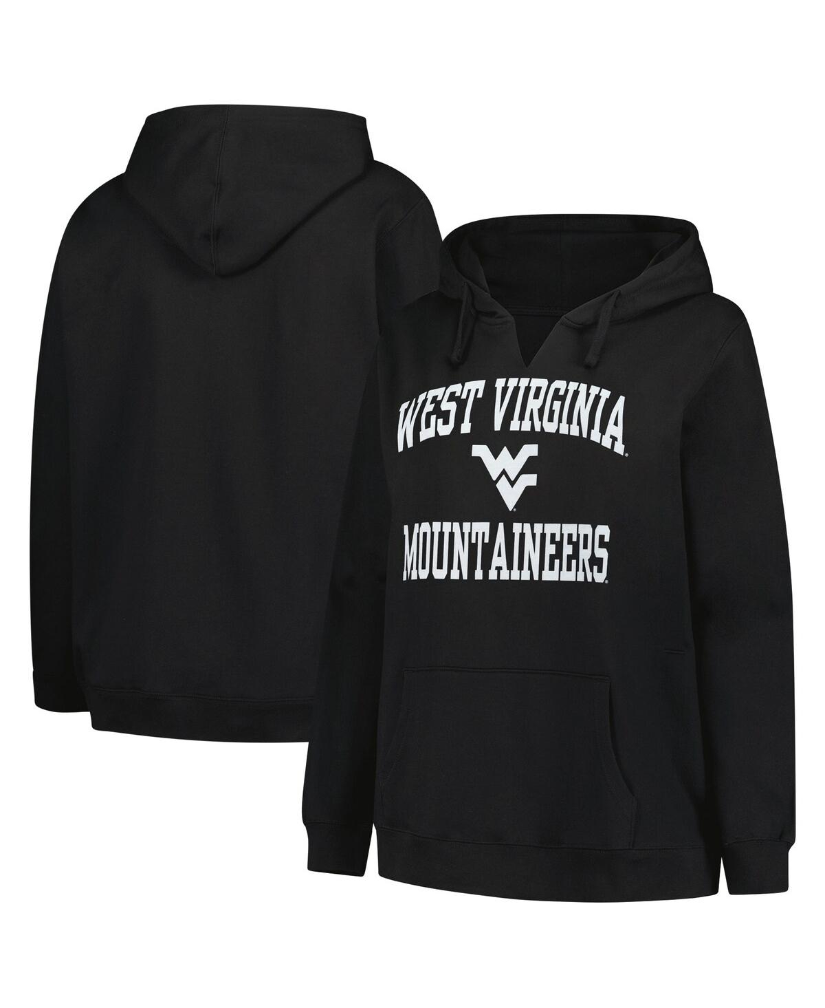 Champion Women's Black West Virginia Mountaineers Plus Size Heart Soul Notch Neck Pullover Hoodie In Black