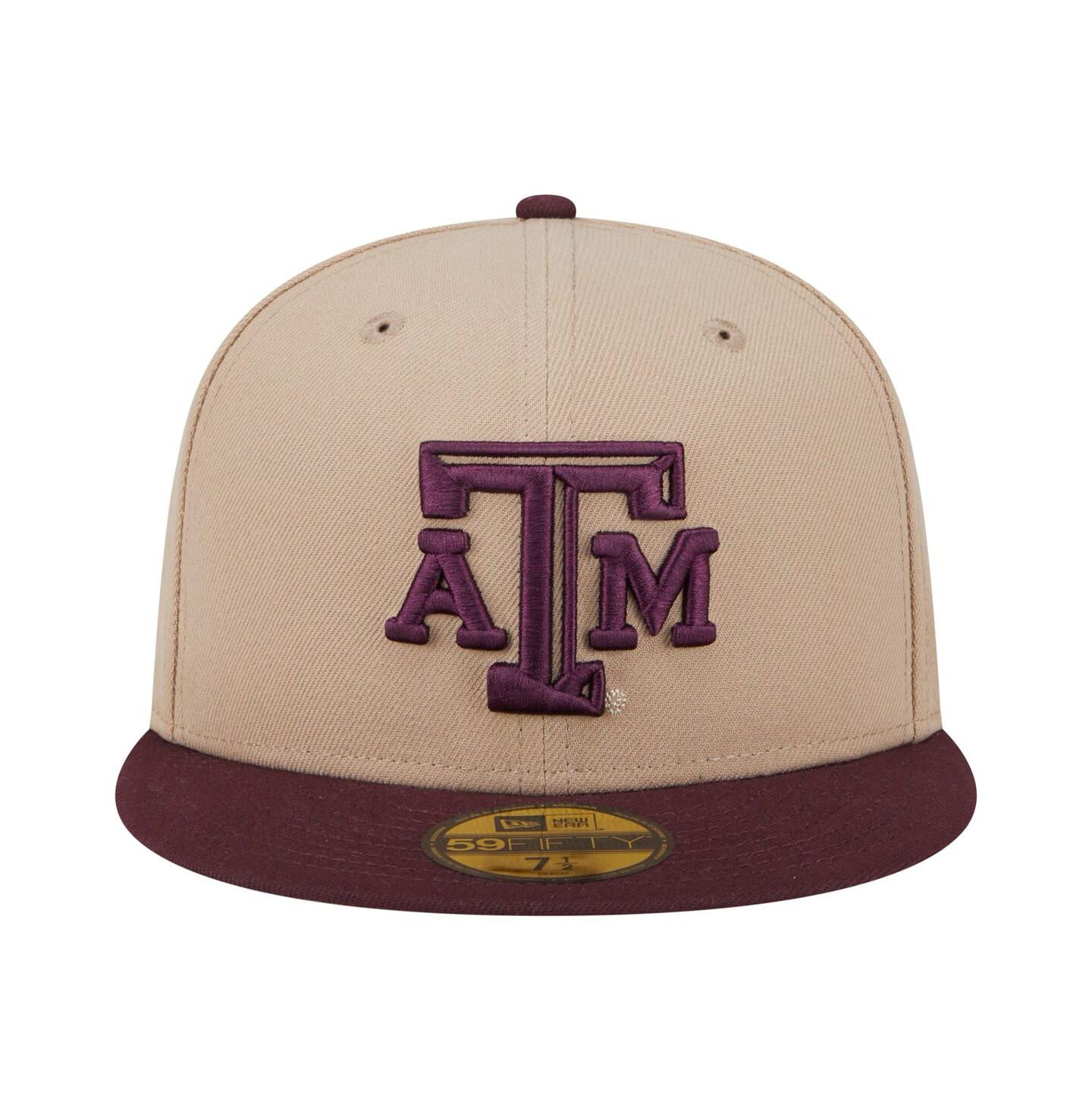 Мужская кепка New Era Khaki Texas A&M Aggies Two-Tone 59FIFTY Fitted Hat — фото 3
