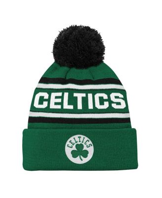 Outerstuff - Big Boys and Girls Kelly Green Boston Celtics Backboard Jacquard Cuffed Knit with Pom Hat