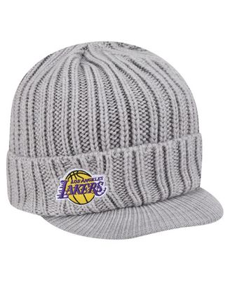New Era - Men's Heather Gray Los Angeles Lakers Cuffed Knit with Visor Hat