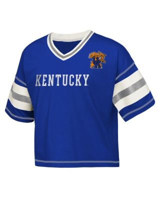Big Girls Royal Kentucky Wildcats Gridiron Jersey V-Neck T-Shirt