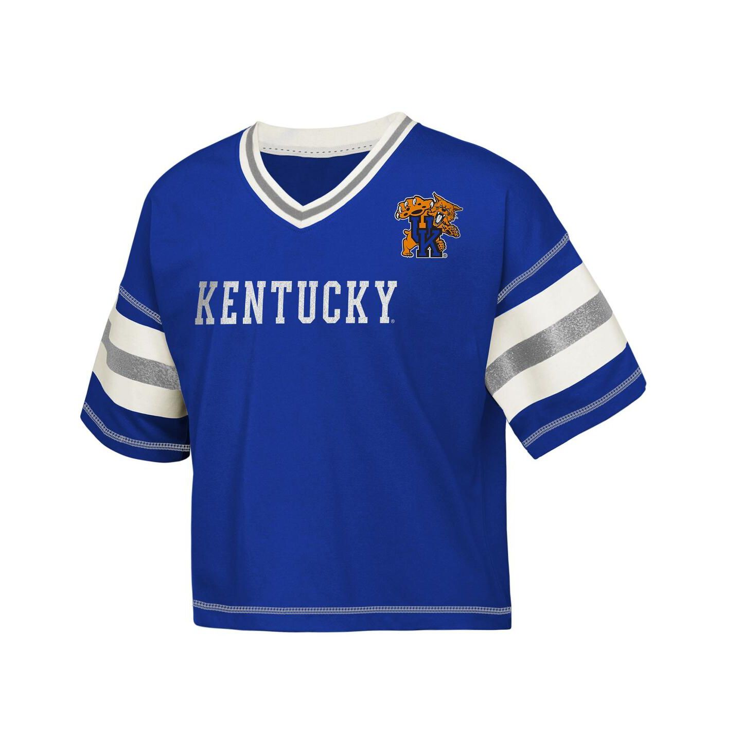 Футболка Outerstuff Royal Kentucky Wildcats Gridiron Jersey V-Neck для девочек — фото 3