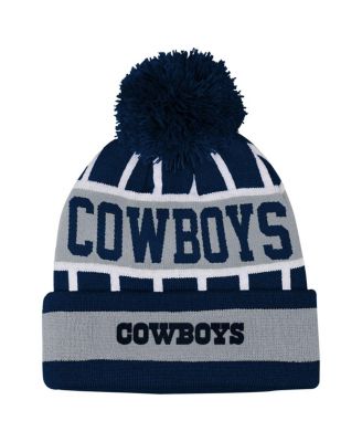 Big Boys and Girls Navy Dallas Cowboys Go Fast Cuffed Knit with Pom Hat