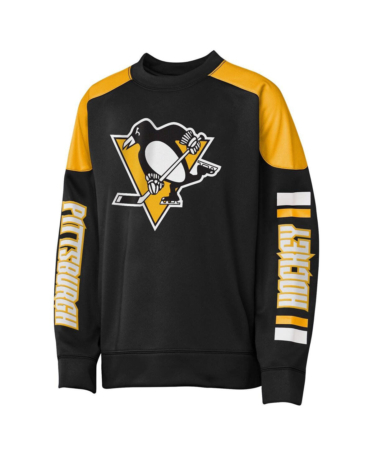 Outerstuff Big Boys And Girls Sidney Crosby Black Pittsburgh Penguins Best Defense Name Number Crewneck Sweatsh In Yellow