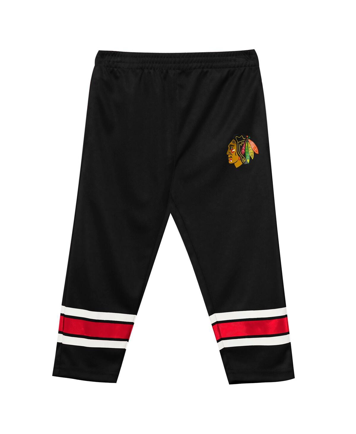 Outerstuff Preschool 2-piece Red/black Chicago Blackhawks Denting The Net Long Sleeve T-shirt And Pants Set In Red