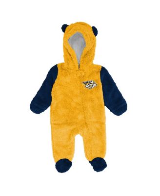 Newborn Gold Nashville Predators Stay Napping Fleece Bunting Full-Zip Hooded Sleeper