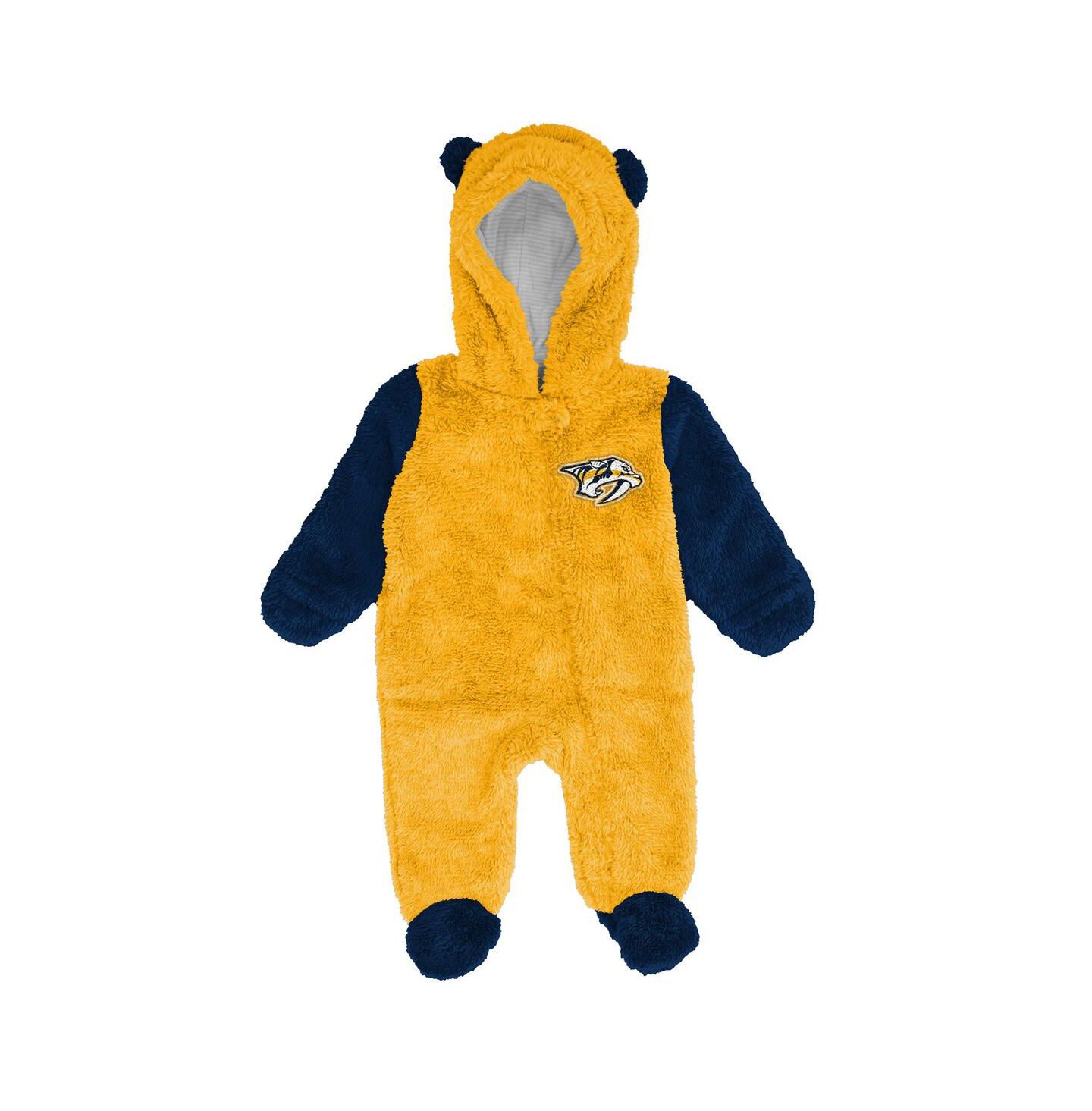 Outerstuff Newborn Gold Nashville Predators Stay Napping Fleece Bunting Full-Zip Hooded Sleeper — фото 2