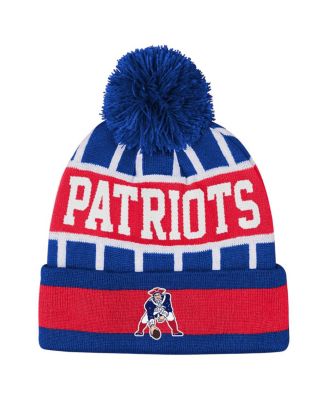 Outerstuff - Big Boys and Girls Royal New England Patriots Go Fast Cuffed Knit with Pom Hat