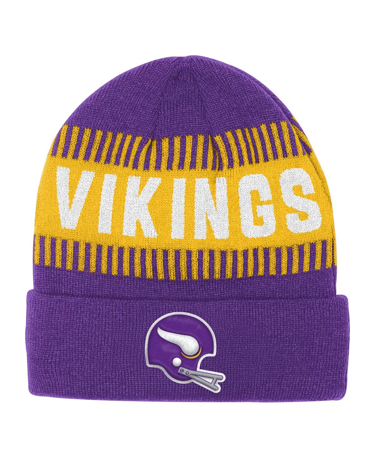 Outerstuff Big Boys And Girls Purple Minnesota Vikings Bright Lights Cuffed Knit Hat In Multi