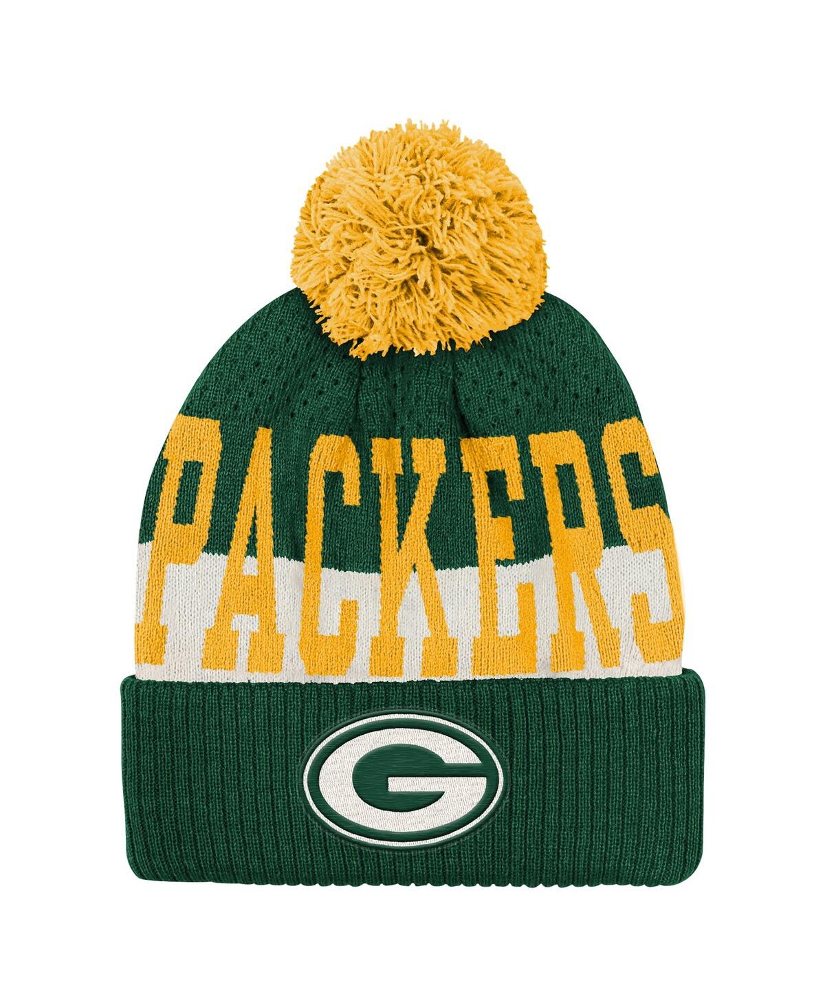 Outerstuff Big Boys And Girls Green Bay Packers Modern Fan Cuffed Knit With Pom Hat In Multi