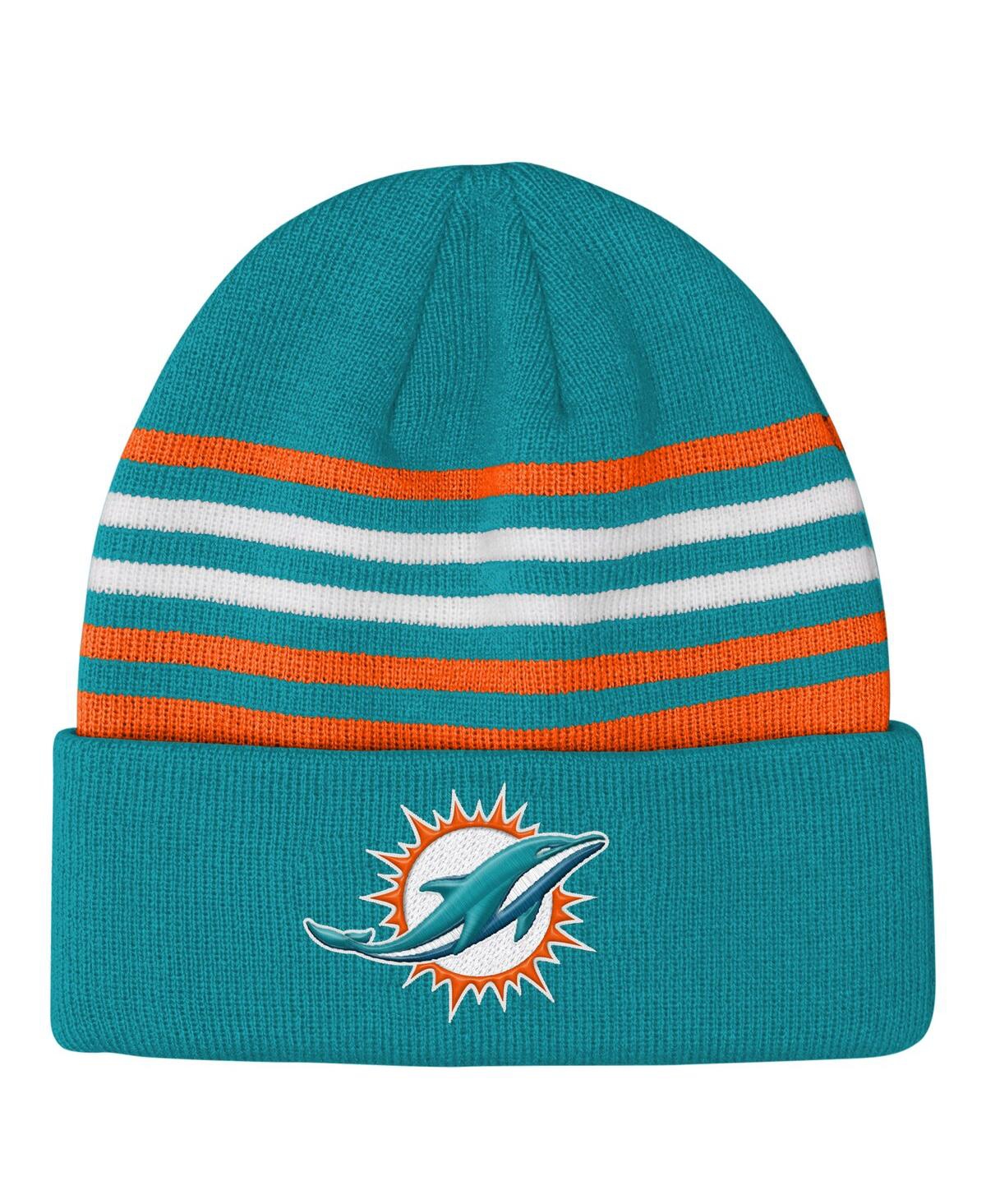 Outerstuff Big Boys And Girls Aqua Miami Dolphins Essentials Cuffed Knit Hat In Green