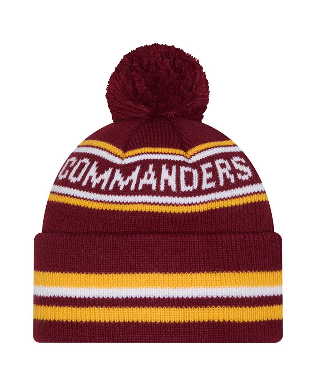 New Era Men's Burgundy Washington Commanders Classic Cuffed Knit with Pom Hat