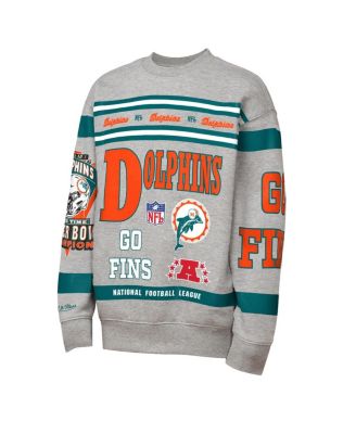 Big Boys and Girls Gray Miami Dolphins Throwback All-Over Print Fleece Sweatshirt