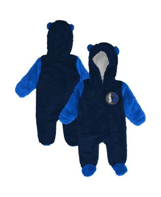 Outerstuff - Newborn Navy Dallas Mavericks Stay Napping Fleece Bunting Full-Zip Hooded Sleeper