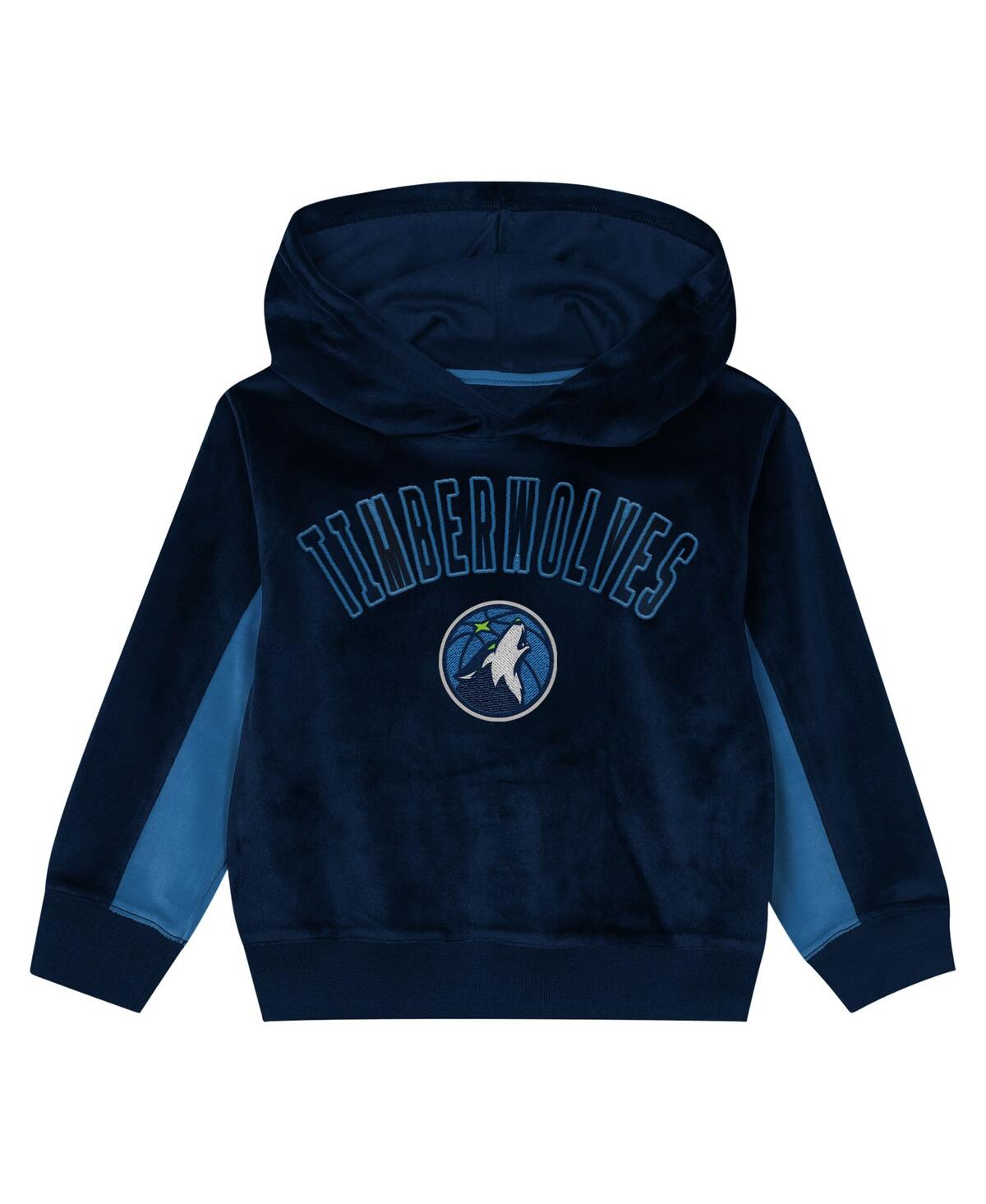 Outerstuff Preschool Navy Minnesota Timberwolves Velour Hoodie In Blue