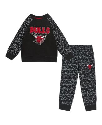 Outerstuff - Toddler 2-Piece Black Chicago Bulls Nothing But Net Fleece Sweatshirt and Pants Set