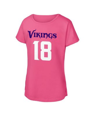 Big Girls Justin Jefferson Pink Minnesota Vikings Player Name Number T-Shirt