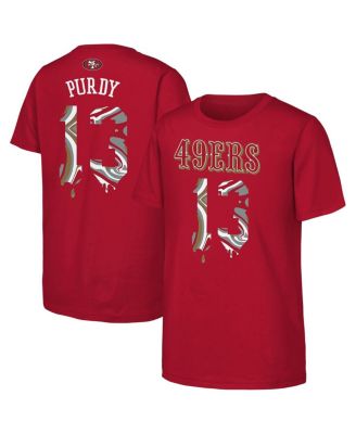 Outerstuff - Big Boys and Girls Brock Purdy Scarlet San Francisco 49ers Mainliner Drip Player Name Number T-Shirt