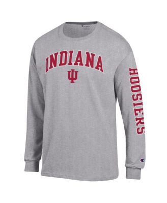 Men's Heather Gray Indiana Hoosiers Arch Over Logo 2-Hit Long Sleeve T-Shirt