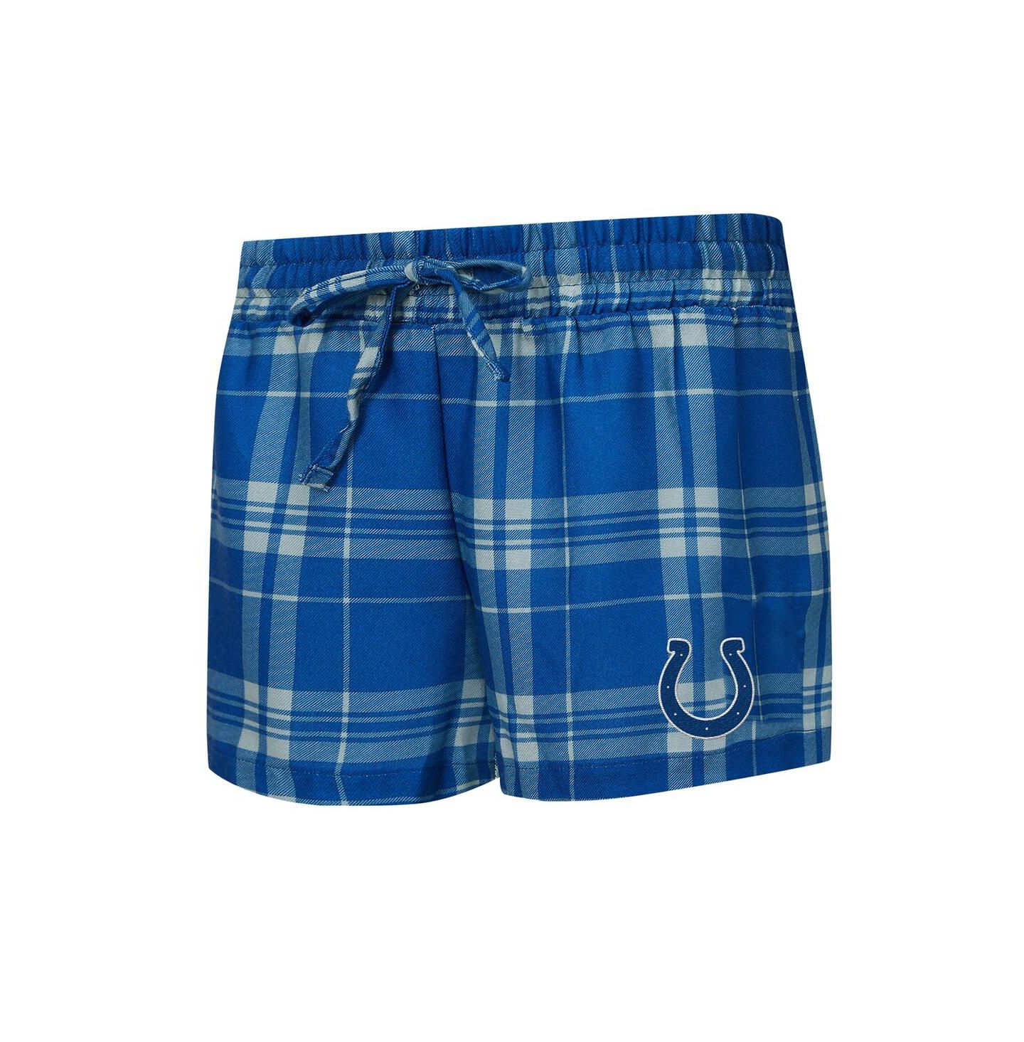 Женские комплекты Concepts Sport 2-Piece Heather Gray/Royal Indianapolis Colts Regulate Plaid Long-Sleeve T-Shirt Shorts Sleep Set — фото 4