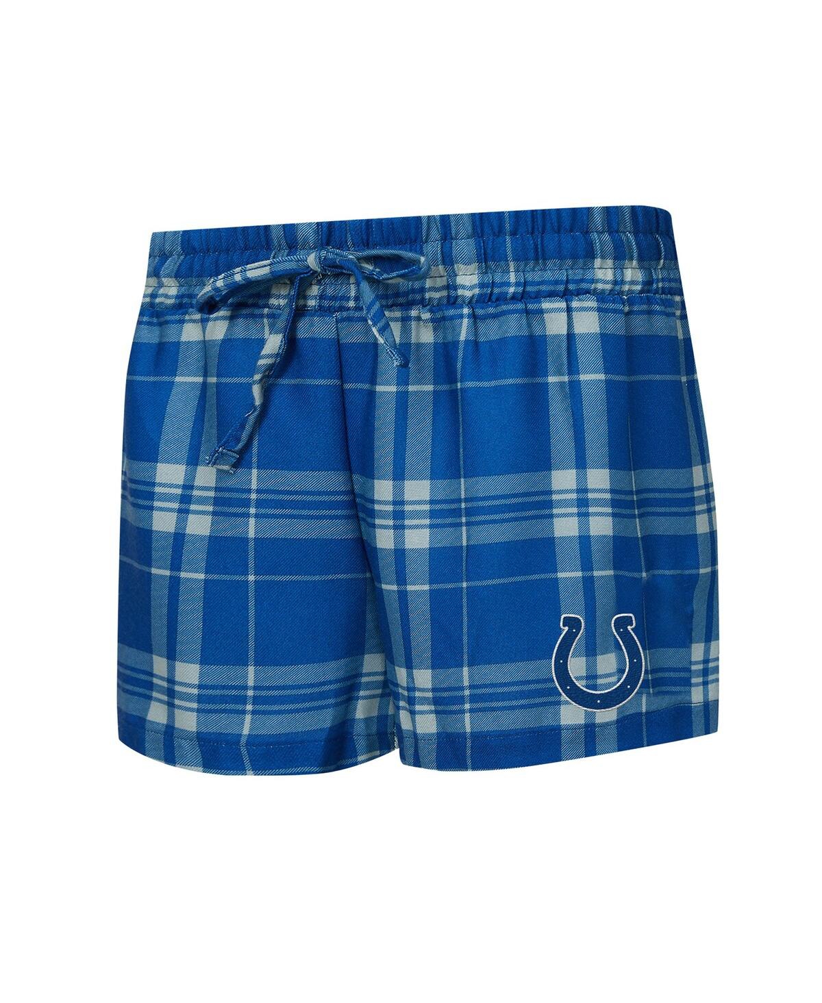 Concepts Sport Women's 2-Piece Heather Gray/Royal Indianapolis Colts Regulate Plaid Long-Sleeve T-Shirt Shorts Sleep Set