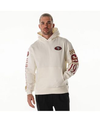 The Wild Collective - Men's and Women's Cream San Francisco 49ers Stacked Graphic Sleeve Fleece Hoodie