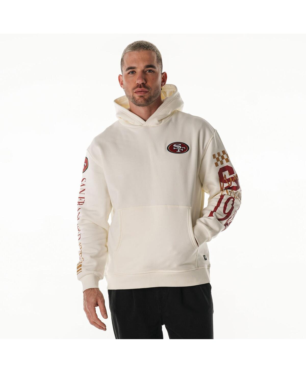 The Wild Collective Men's And Women's Cream San Francisco 49ers Stacked Graphic Sleeve Fleece Hoodie In White