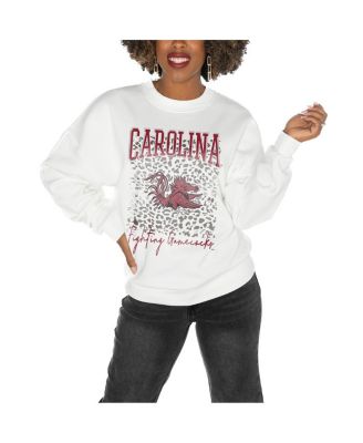 Gameday Couture - Women's South Carolina Gamecocks White Oversized Drop Shoulder Fleece Drop Pullover Sweatshirt