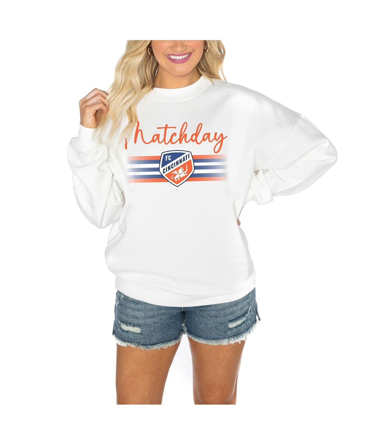 Gameday Couture Women's White Fc Cincinnati Matchday Crewneck Drop Shoulder Sweatshirt In White