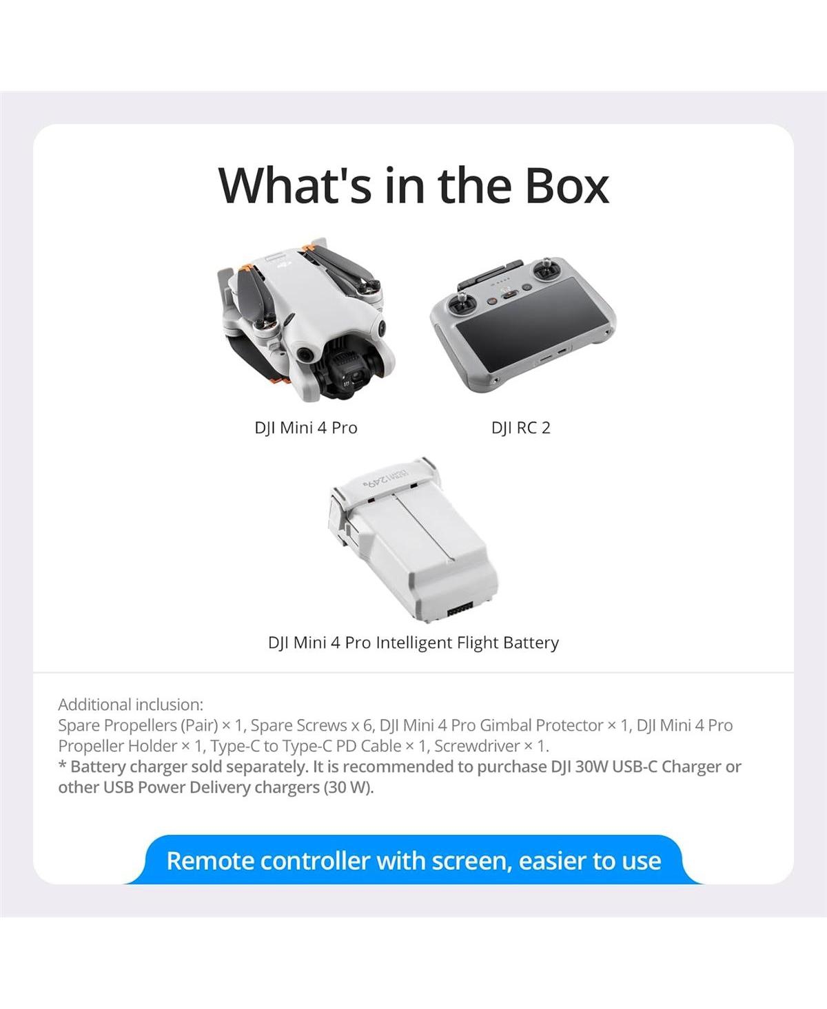 Dji Mini 4 Pro (Dji Rc 2), Folding Mini-Drone with 4K Hdr Video Camera for Adults, Under 0.549 lbs/249 g, 34 Mins Flight Time, 20 km Max Video