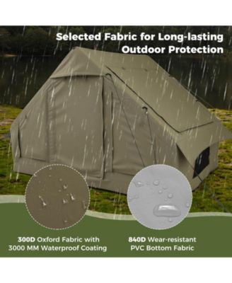 4-6 People Inflatable Tent with 4 Mesh Screen Windows 2 Doors Skylight Carrying Bag