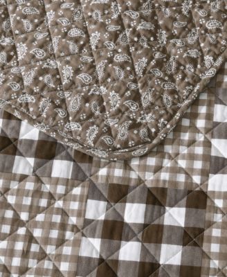 Gingham Patchwork Cotton Reversible 2-Pc. Quilt Set, Twin