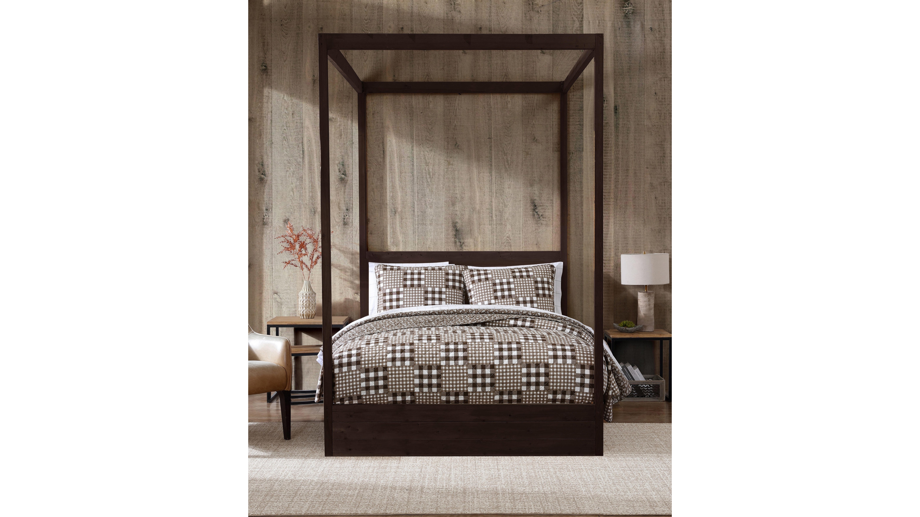 Eddie Bauer Gingham Patchwork Cotton Reversible 3-Pc. Quilt Set, King