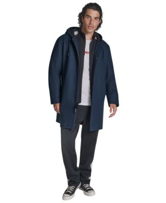 Men's Faux Wool Hooded Varsity Jacket