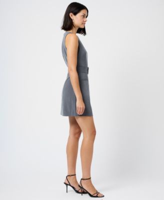 Women's Minka Pinstripe Belted Boat Neck Mini Dress