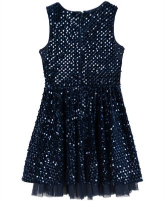 Girls' 7-16 Sequin Velvet Sleeveless Dress