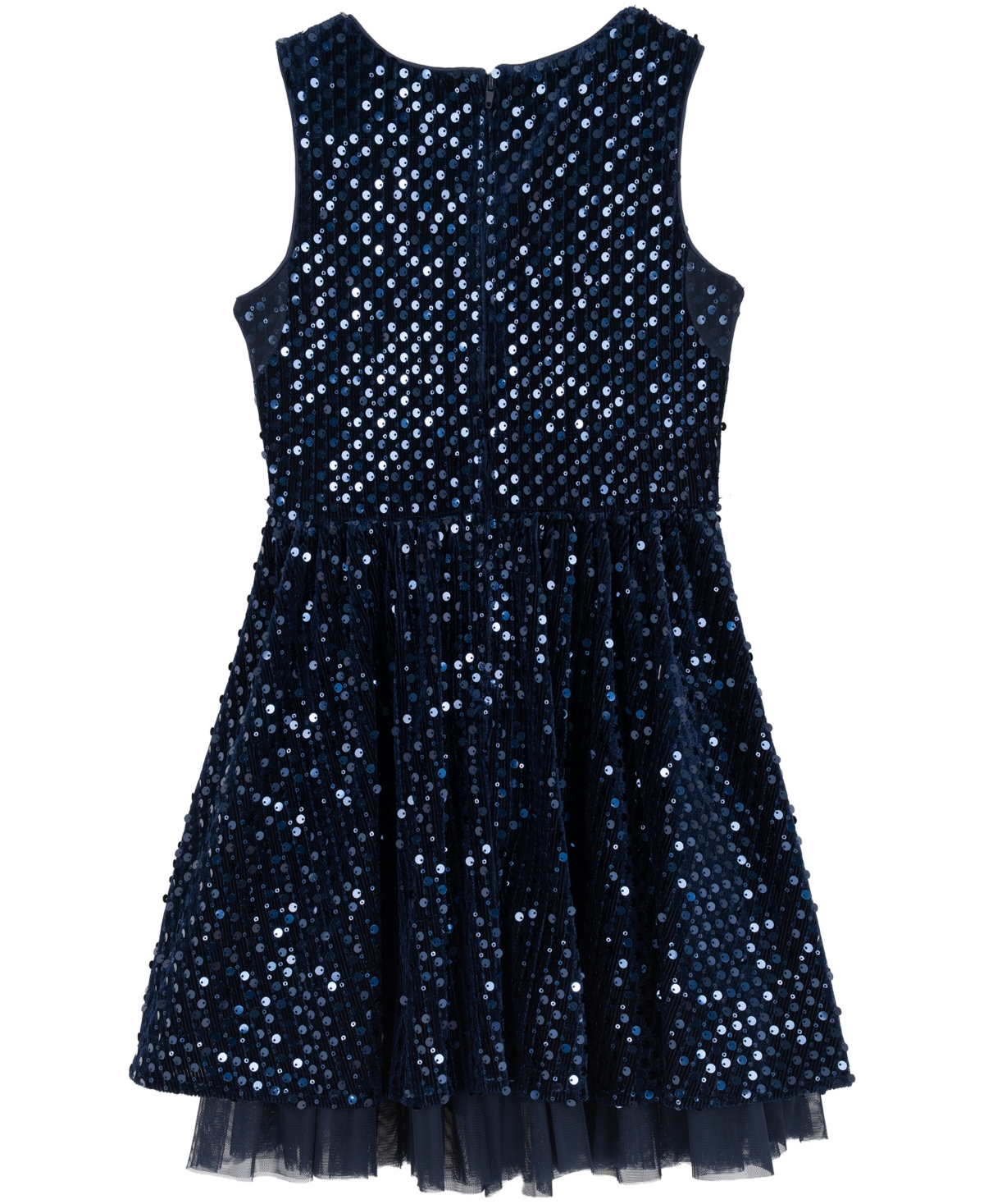 Rare Editions Girls 7-16 Sequin Velvet Sleeveless Dress In Blue