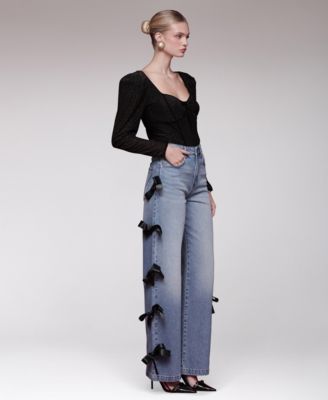 Women's Bow Detail High-Rise Jeans
