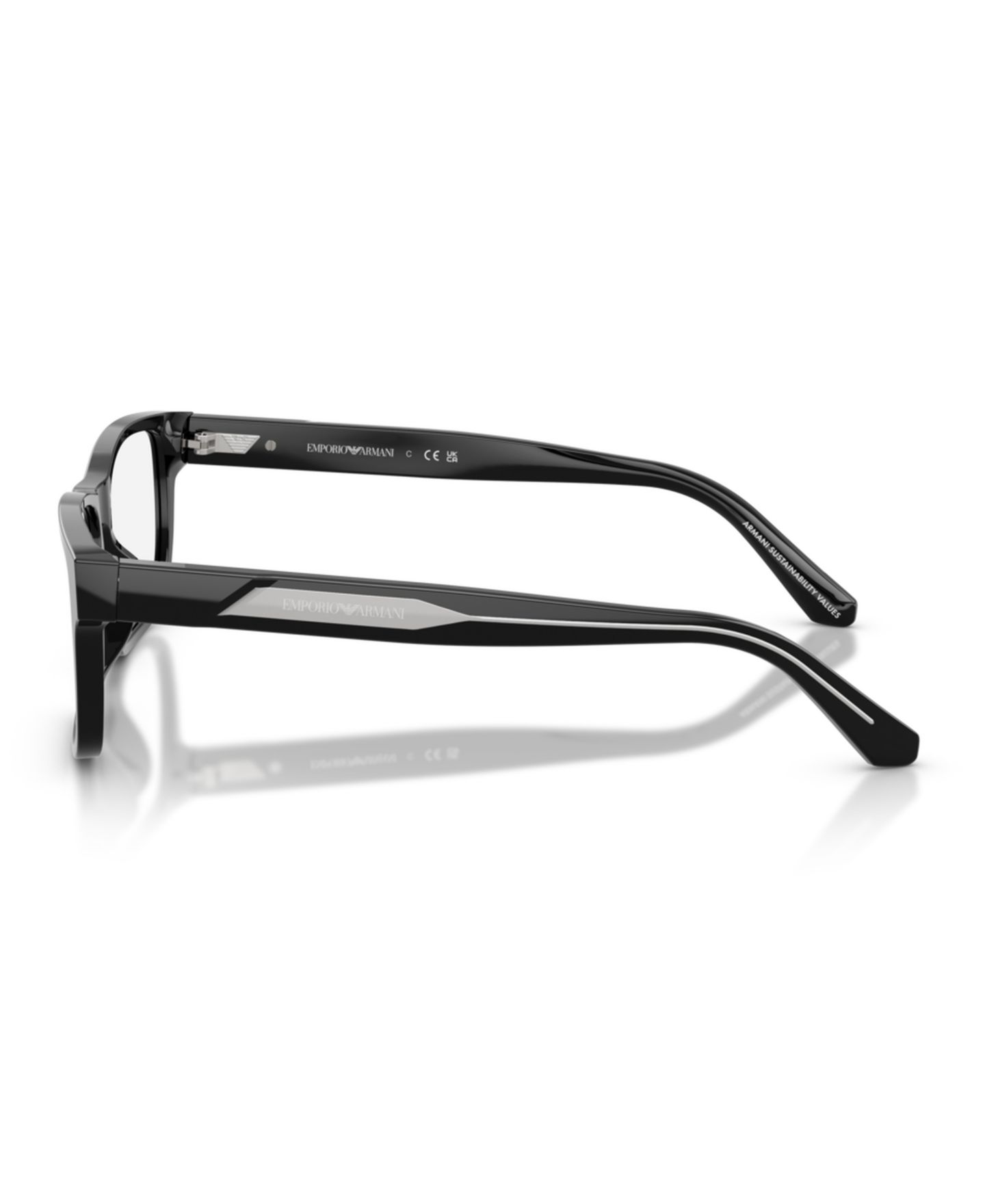 Мужские очки Emporio Armani Man Rectangle Plastic EA3265U Eyeglasses, цвет: Блестящий чёрный — фото 2