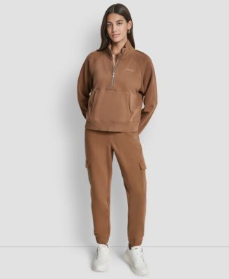 DKNY Women's Studded-Logo Half-Zip Sweatshirt