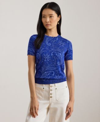 Lauren Ralph Lauren - Petite Paisley Short-Sleeve Sweater