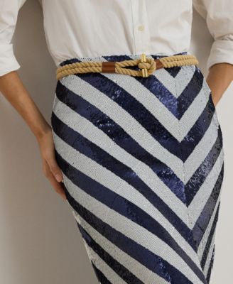 Petite Sequin Stripe Pencil Skirt