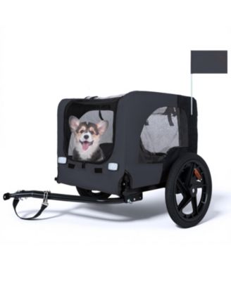 Outdoor Heavy Duty Collapsible Pet Bike Trailer with 16 Inch All-Terrain Wheels Dog and Cargo Carrier Cart for Bicycles