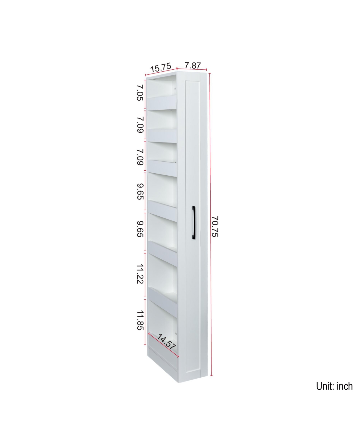 sumyeg 7-Tier Multi-Functional Pull-Out Storage Shelf, Single-Sided Open Cabinet for Kitchen, Living Room, or Narrow Spaces