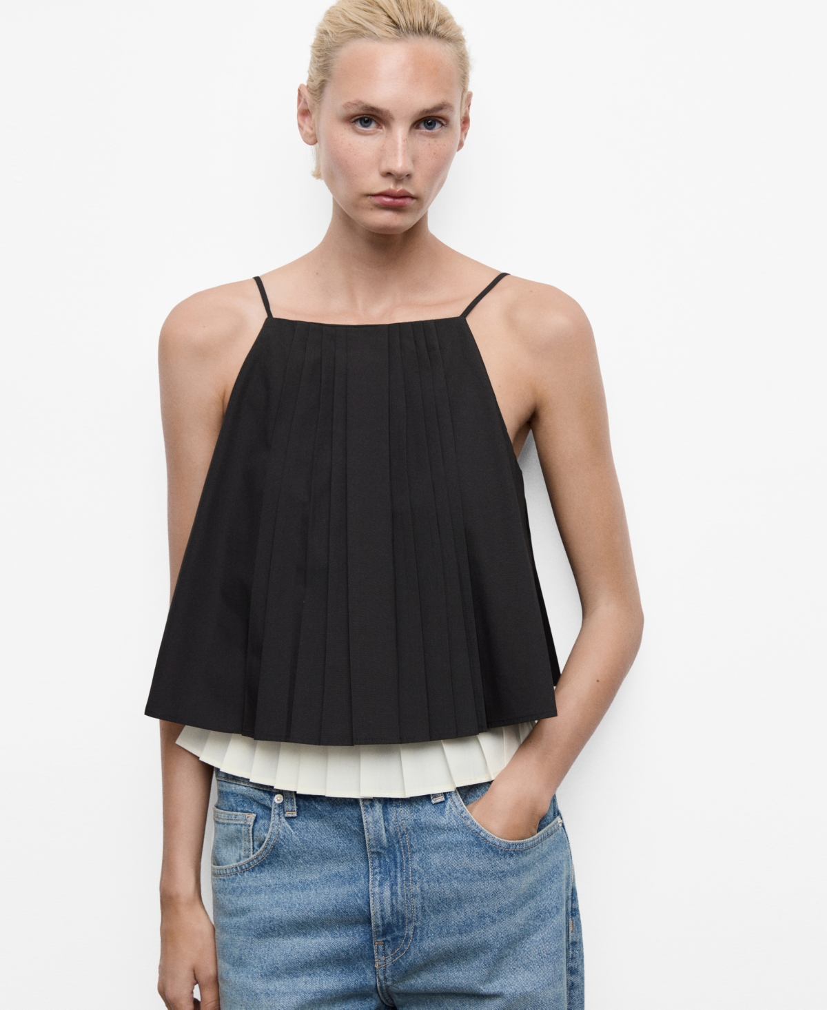 Mango Women's Pleated Combined Top